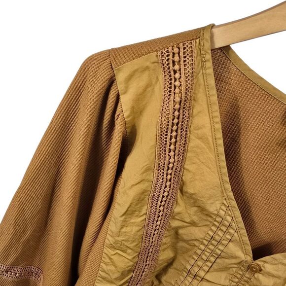 Zac & Rachel Yellow Puff Sleeve Ruched Blouse - Picture 5 of 7